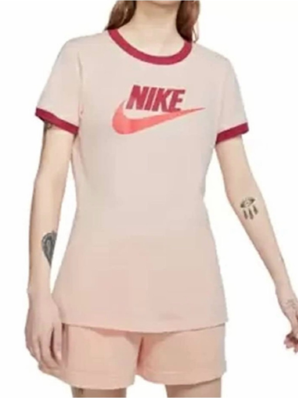 Nike Ringer Tee in Pink Quartz Size L